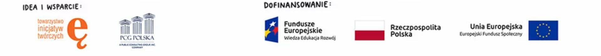 Idea i wsparcie: Towarzystwo Inicjatyw Twórczych ę, PCG Polska. Dofinansowanie: Fundusze Europejskie Wiedza Edukacja Rozwój, Rzeczpospolita Polska, Unia Europejska Europejski Fundusz Społeczny